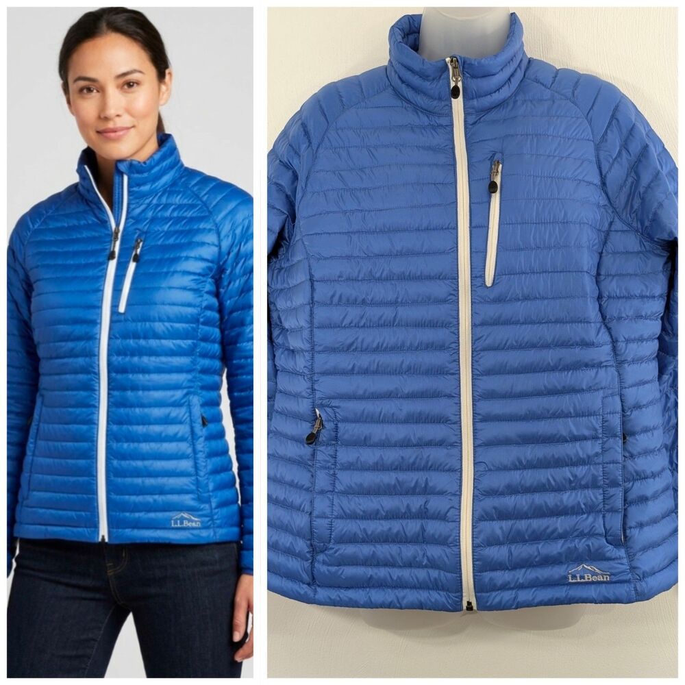 LL Bean Womens Large Ultralight 850 Down Winter Puffer Jacket DOWNTEK PERTEX EUC